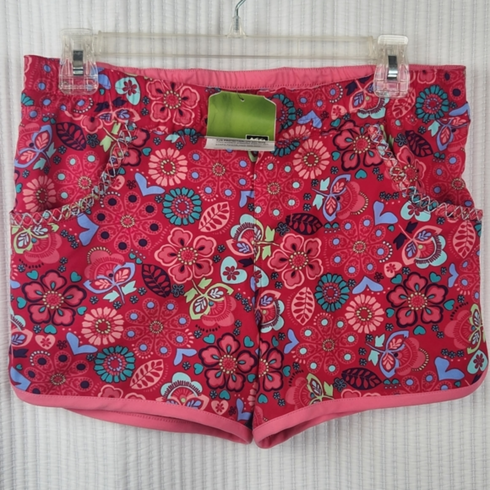REI‎ Girls Floral Splash Water Short Dragon Fruit Large 14-16 NWT Holiday Vacay
